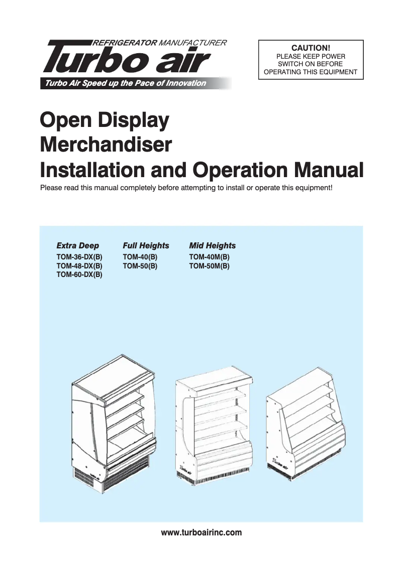 Página 1 del manual Manual de usuario Turbo air TOM-50