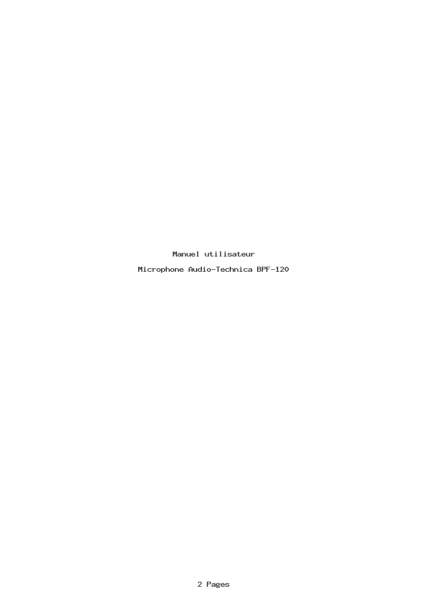 Page 1 de la notice Manuel utilisateur Audio-Technica BPF-120