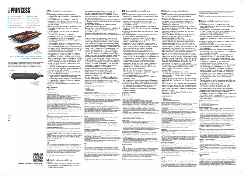 Page 1 of the manual User Manual Princess Table Chef Hot-Zone 103050