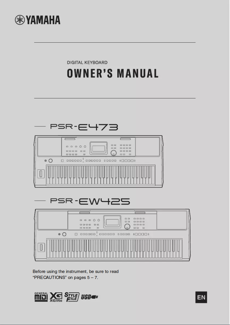 Page 1 de la notice Manuel utilisateur Yamaha PSR-E473