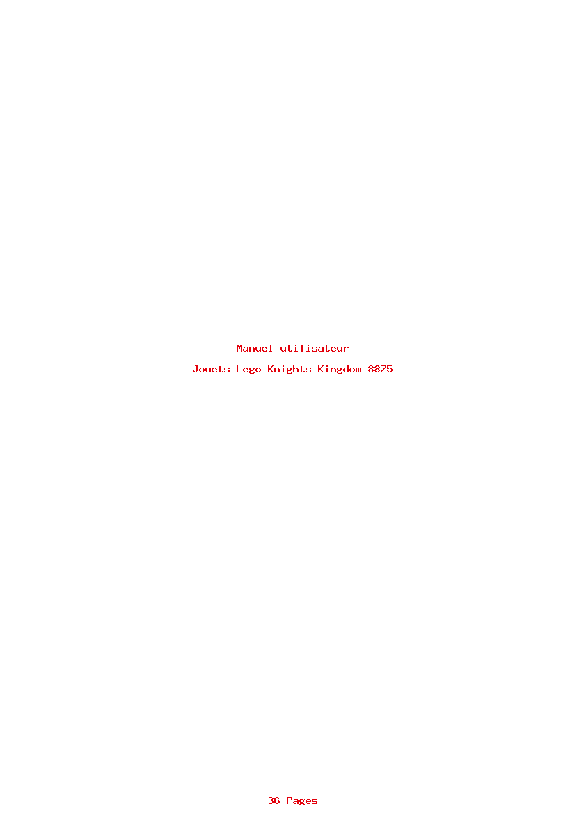 Page 1 de la notice Manuel utilisateur Lego Knights Kingdom 8875