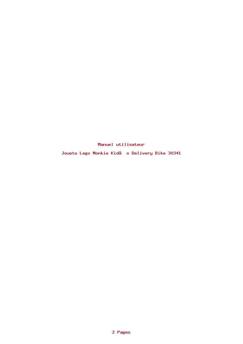 Page 1 de la notice Manuel utilisateur Lego Monkie Kid’s Delivery Bike 30341