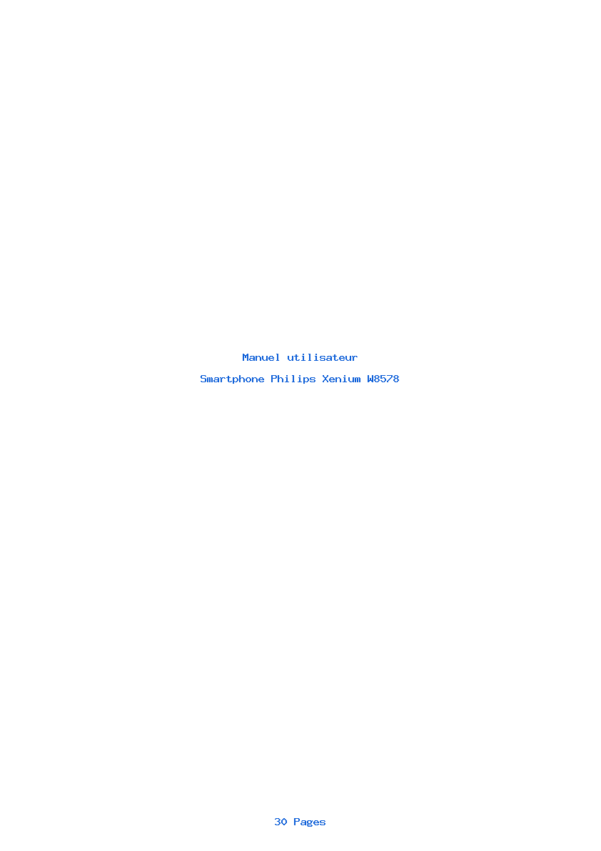 Page 1 de la notice Manuel utilisateur Philips Xenium W8578