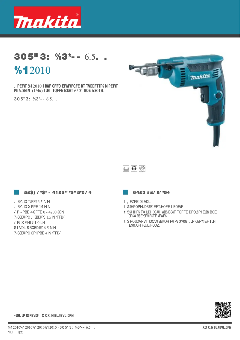 Page 1 de la notice Fiche technique Makita DP2010