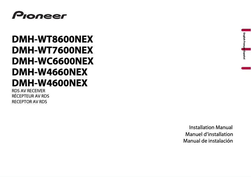 Page 1 de la notice Guide d'installation Pioneer DMH-WC5700NEX