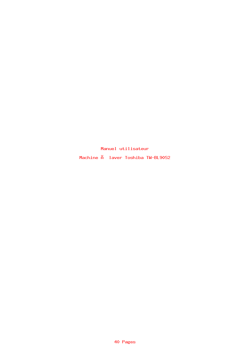 Page 1 de la notice Manuel utilisateur Toshiba TW-BL90S2