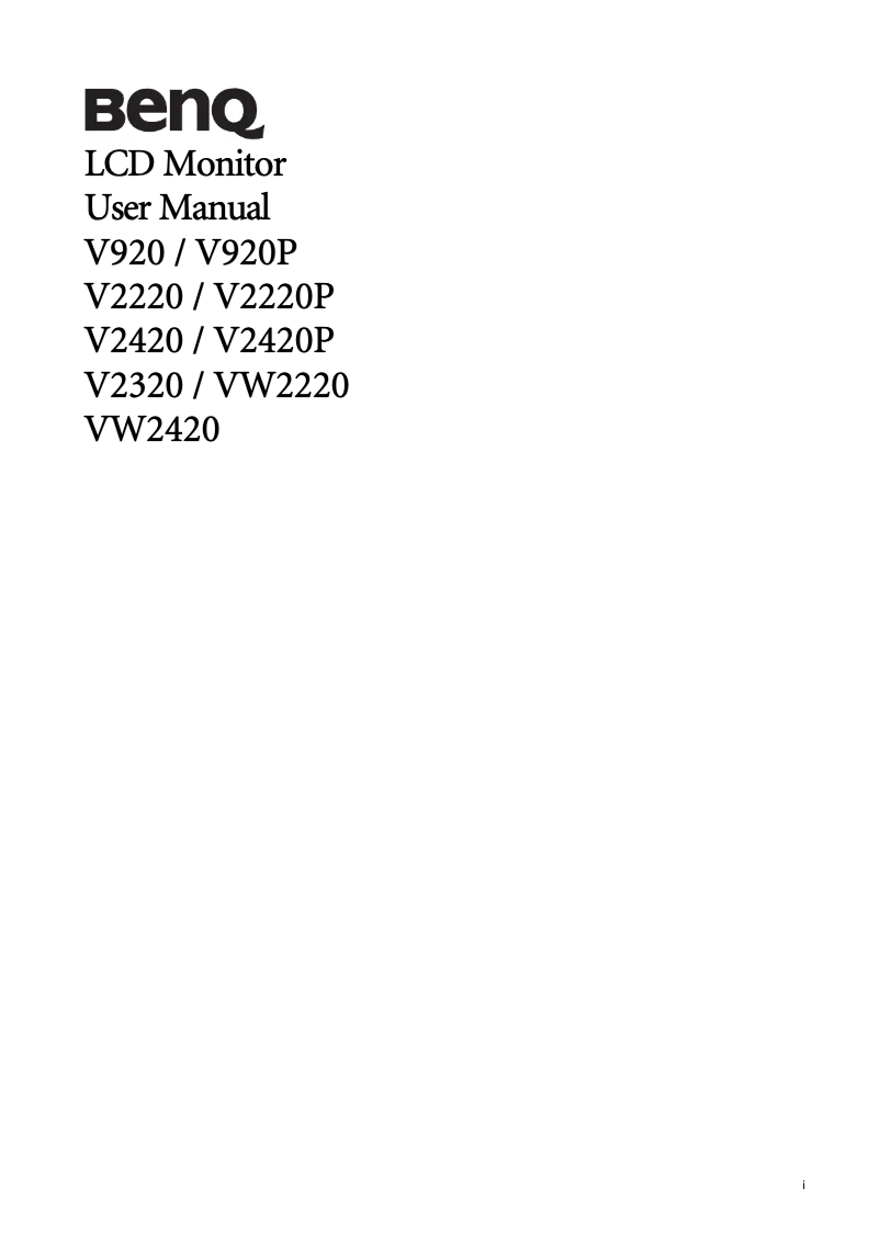 Page 1 de la notice Manuel utilisateur BenQ V2420