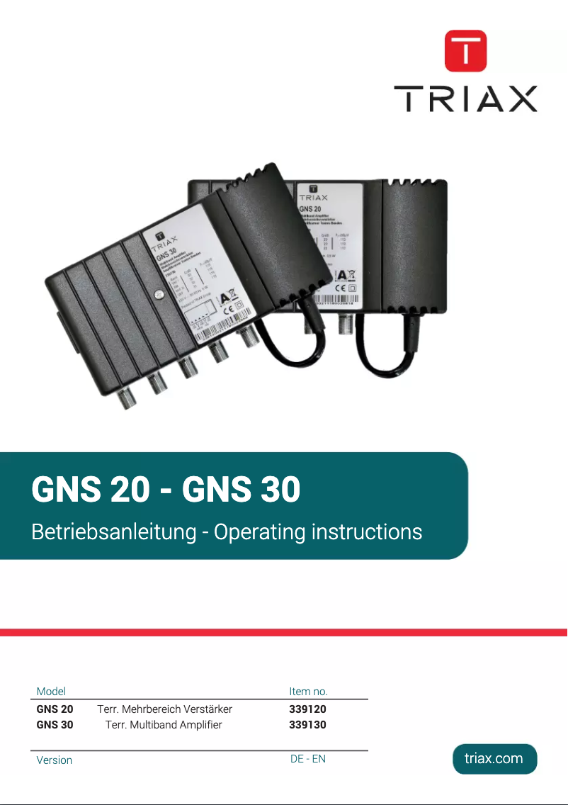 Page 1 de la notice Manuel utilisateur Triax GNS 20