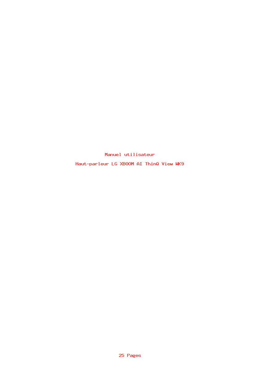 Page 1 de la notice Manuel utilisateur LG XBOOM AI ThinQ View WK9