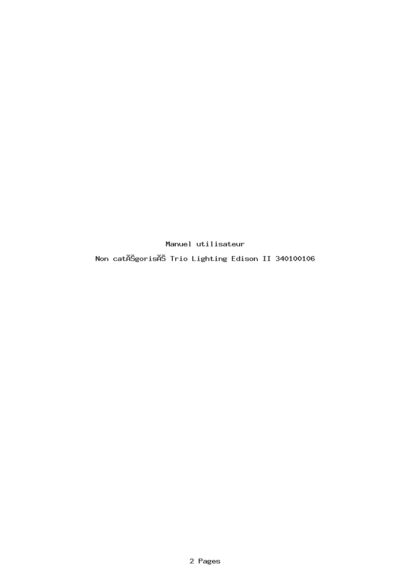 Page 1 de la notice Manuel utilisateur Trio Lighting Edison II 340100106