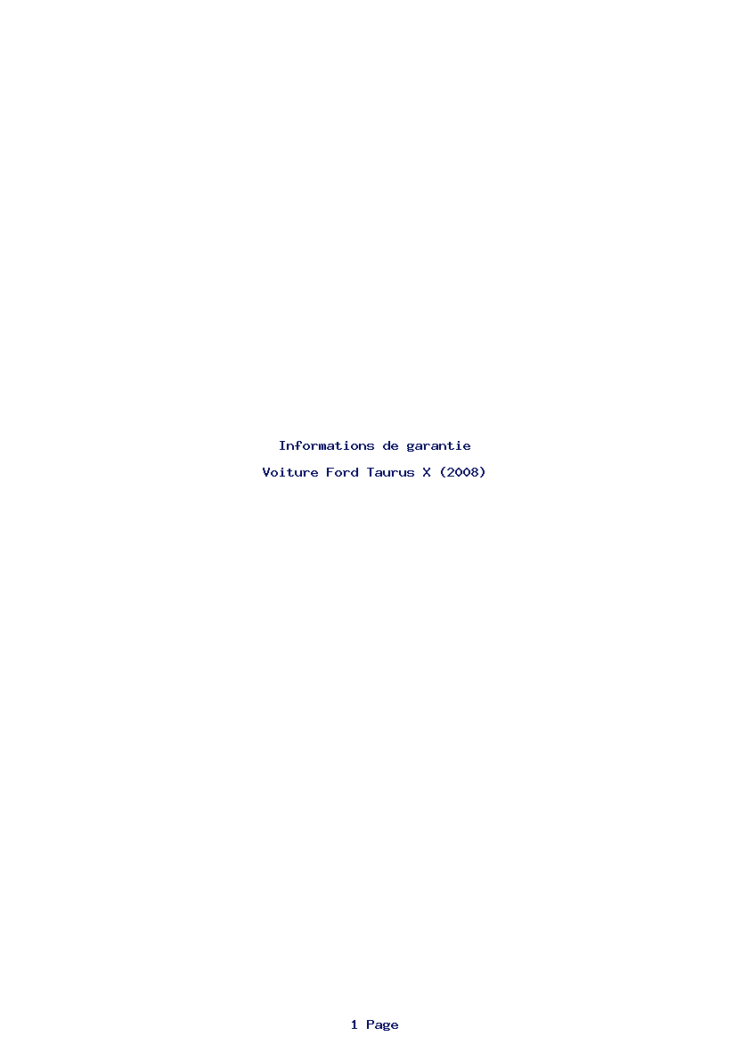 Page 1 de la notice Informations de garantie Ford Taurus X (2008)