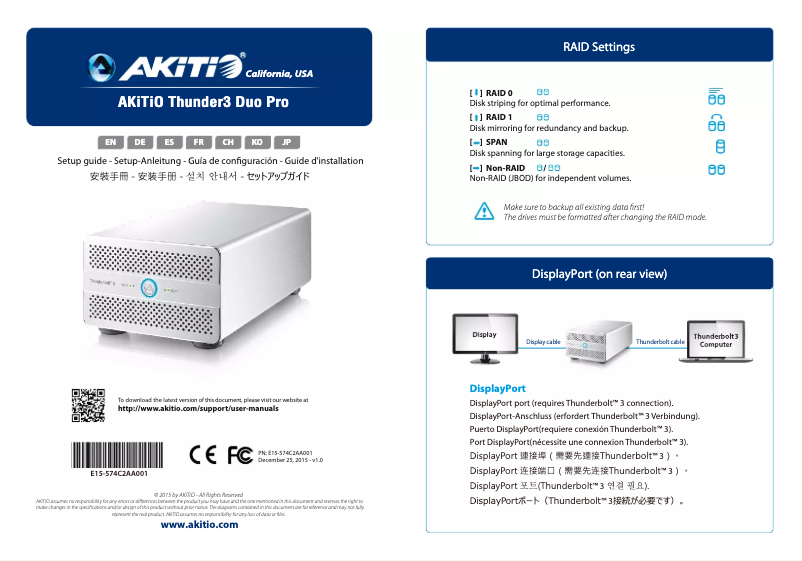 Página 1 del manual Manual de usuario AKiTiO Thunder3 Duo Pro