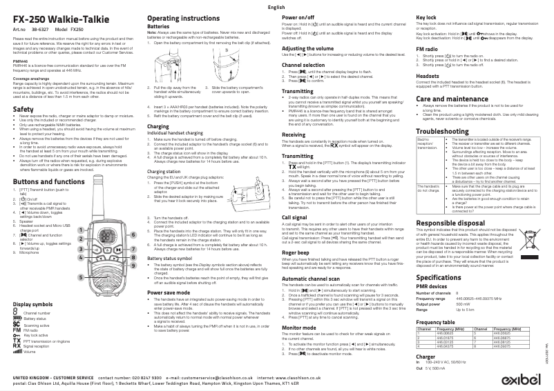 Page 1 de la notice Manuel utilisateur Exibel FX-250