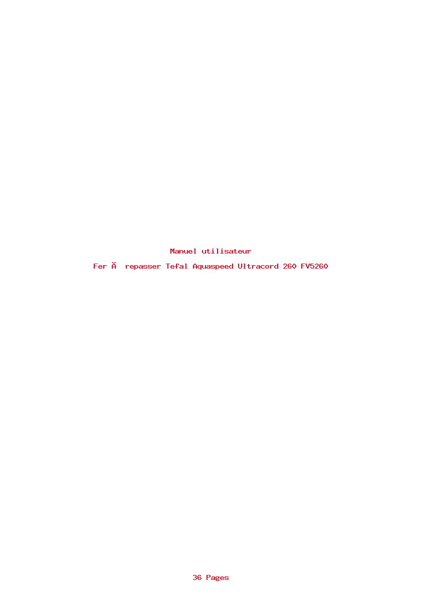 Page 1 de la notice Manuel utilisateur Tefal Aquaspeed Ultracord 260 FV5260