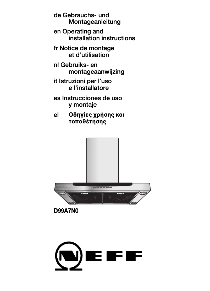 Page 1 de la notice Manuel utilisateur Neff D99A7N0