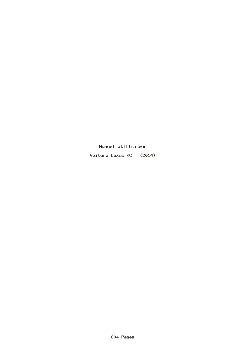 Page 1 de la notice Manuel utilisateur Lexus RC F (2014)