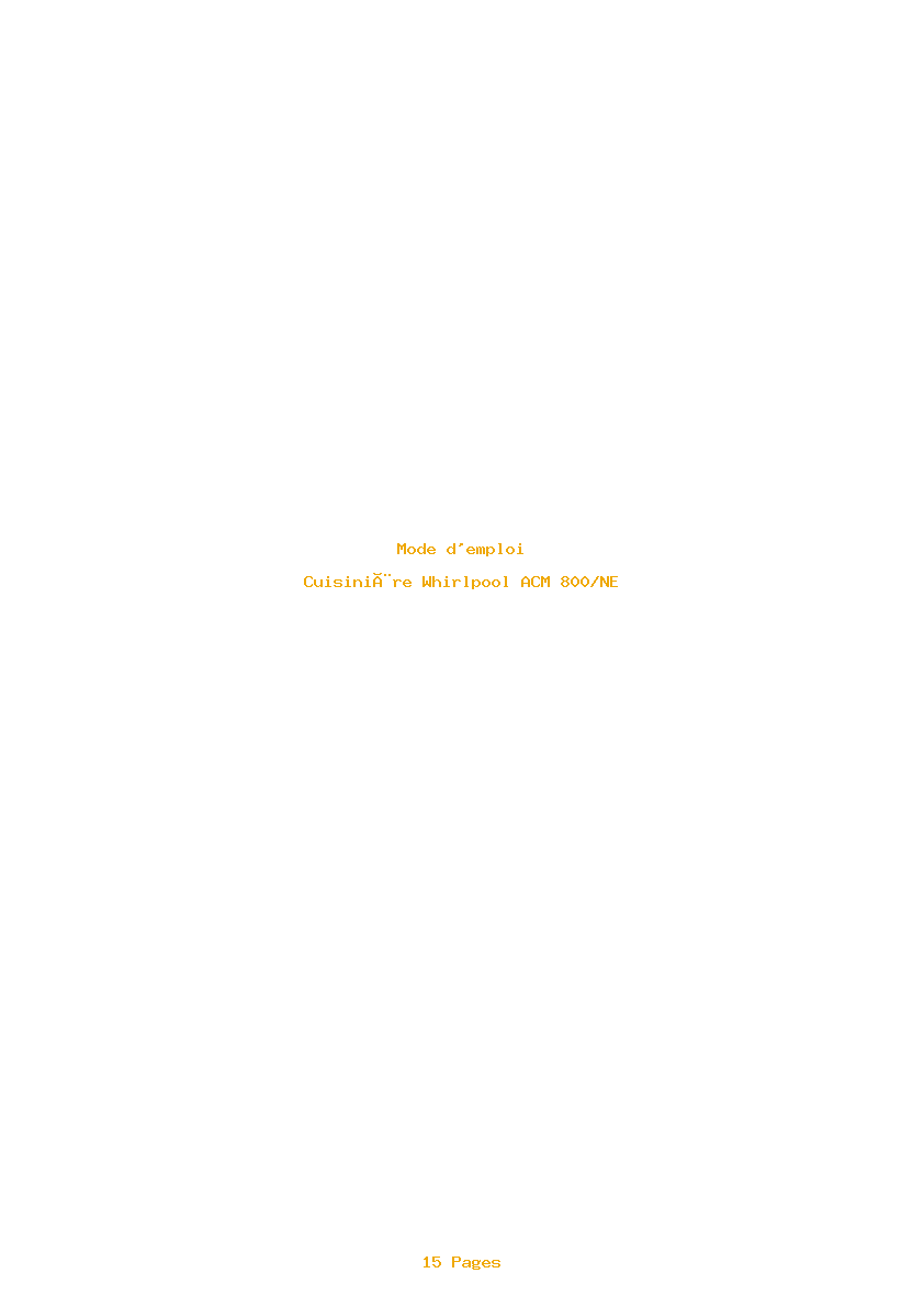 Page 1 de la notice Mode d'emploi Whirlpool ACM 800/NE