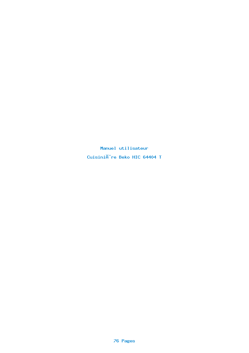 Page 1 de la notice Manuel utilisateur Beko HIC 64404 T