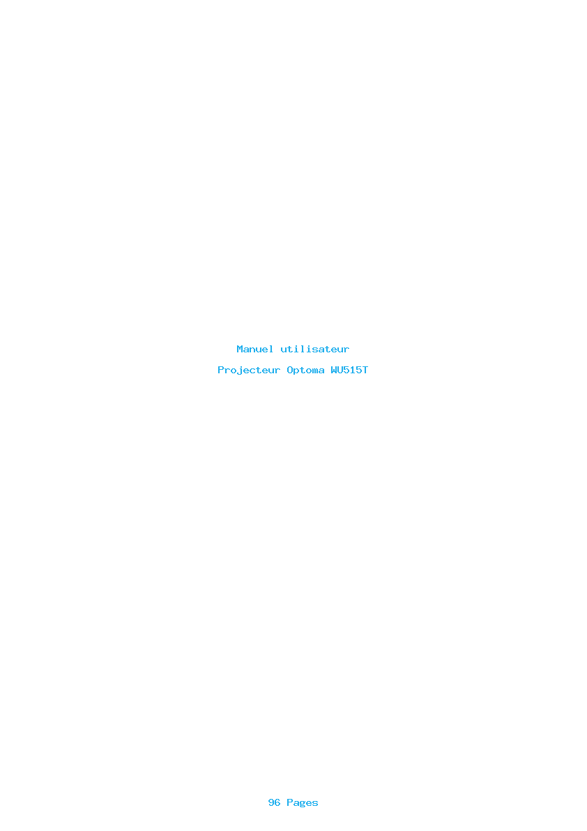 Page 1 de la notice Manuel utilisateur Optoma WU515T