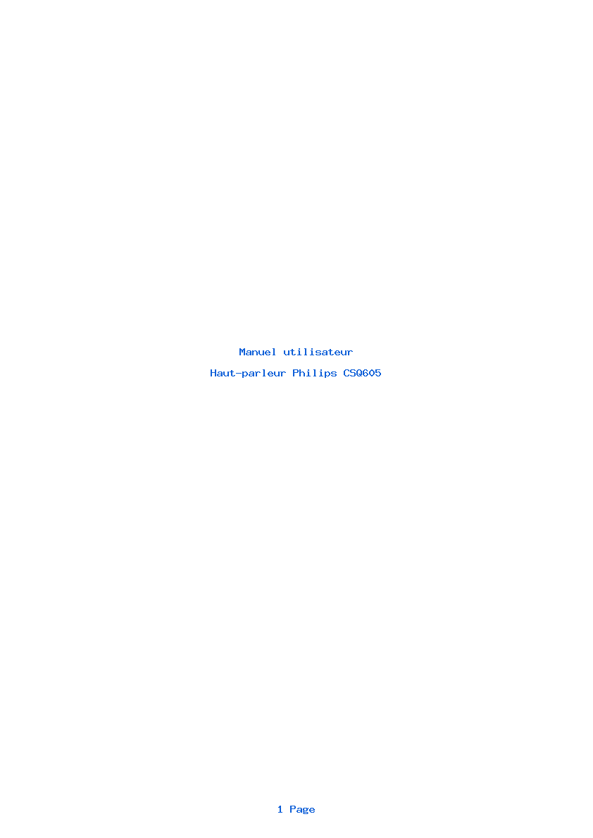 Page 1 de la notice Manuel utilisateur Philips CSQ605