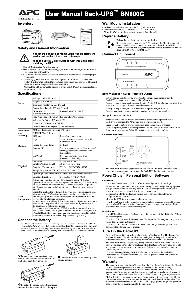 Página 1 del manual Manual de usuario APC Back-UPS BN600G