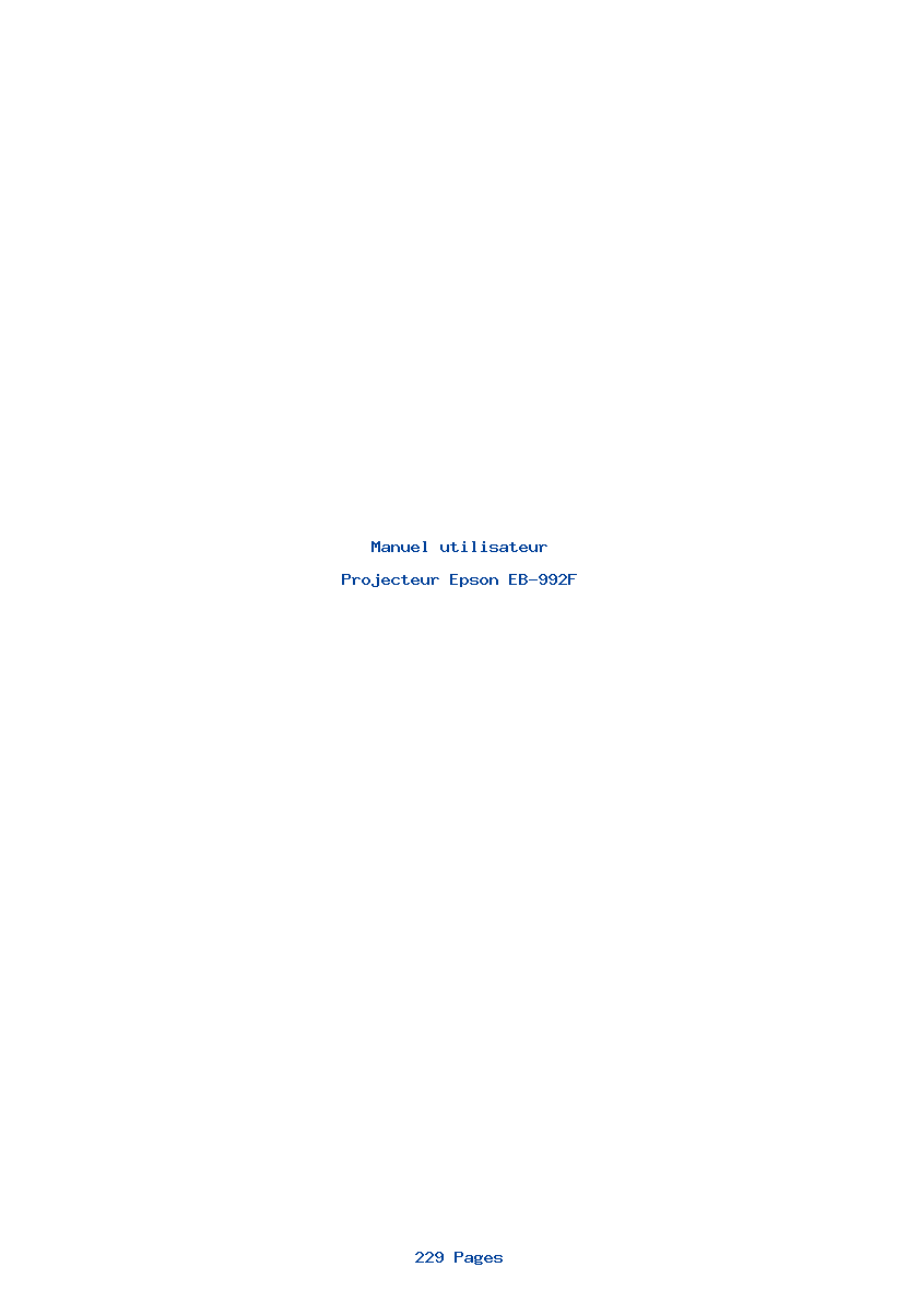 Page 1 de la notice Manuel utilisateur Epson EB-992F