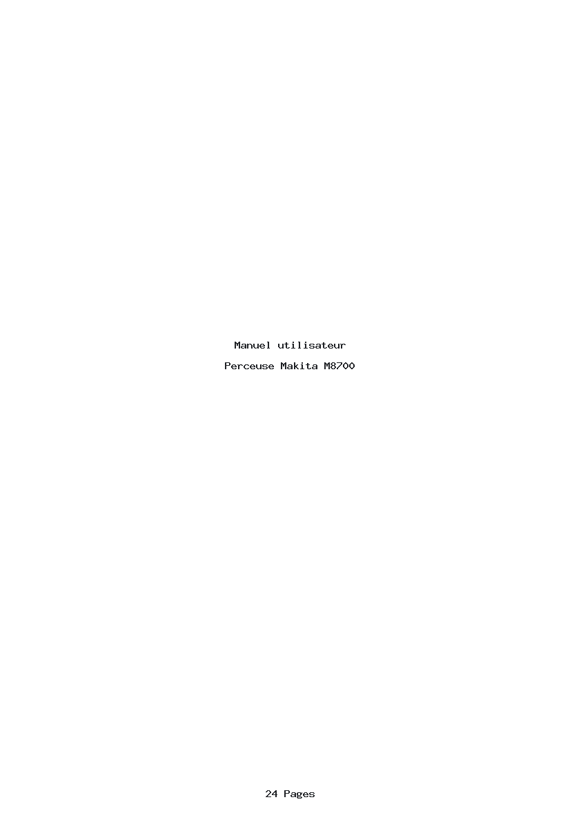 Page 1 de la notice Manuel utilisateur Makita M8700