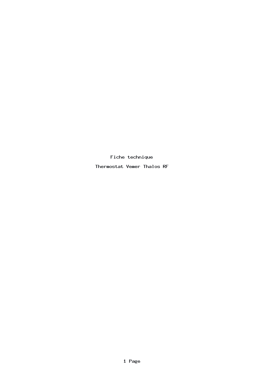 Page 1 de la notice Fiche technique Vemer Thalos RF
