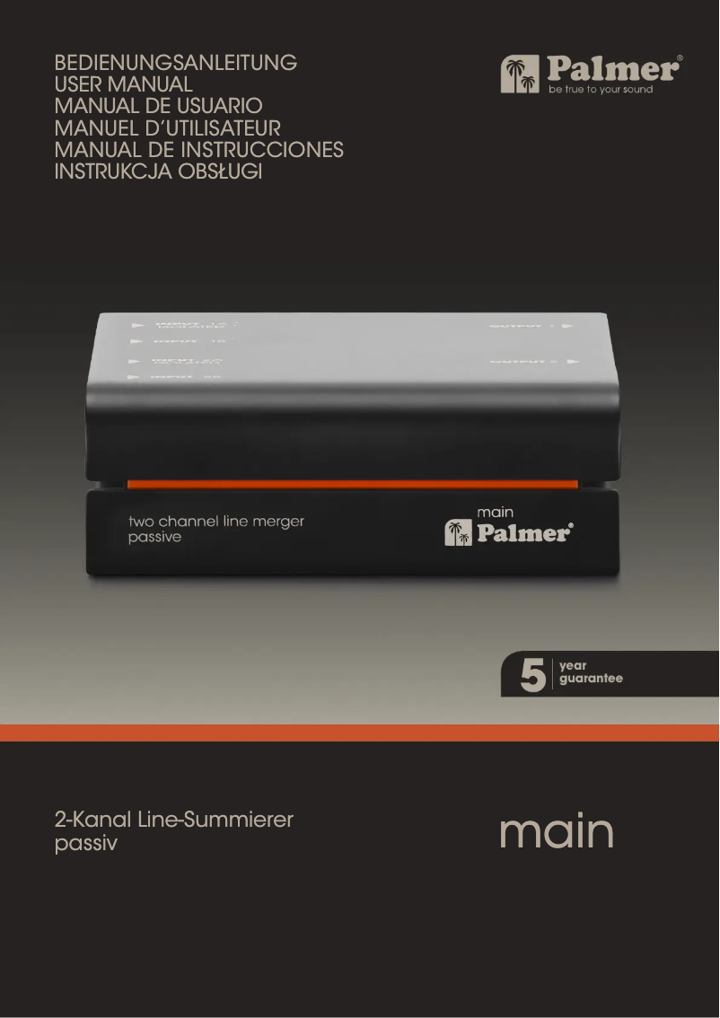 Page 1 de la notice Manuel utilisateur Palmer Main