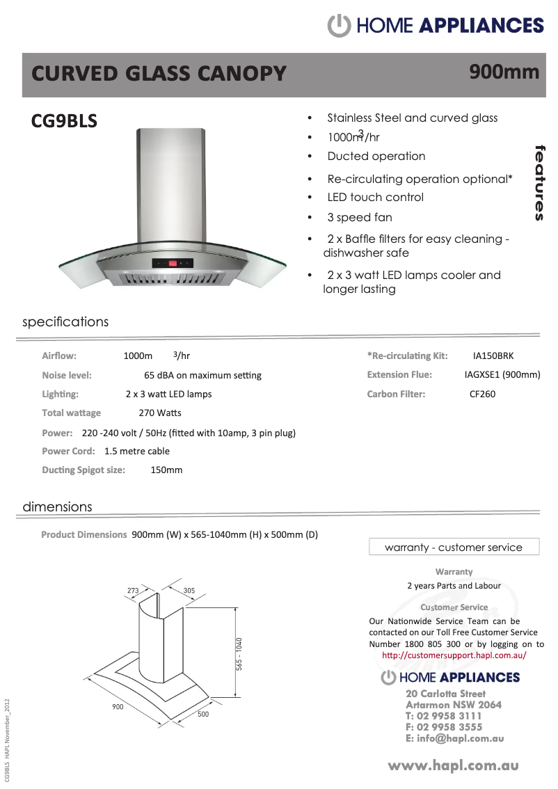 Página 1 del manual Ficha técnica Euromaid CG6BLS