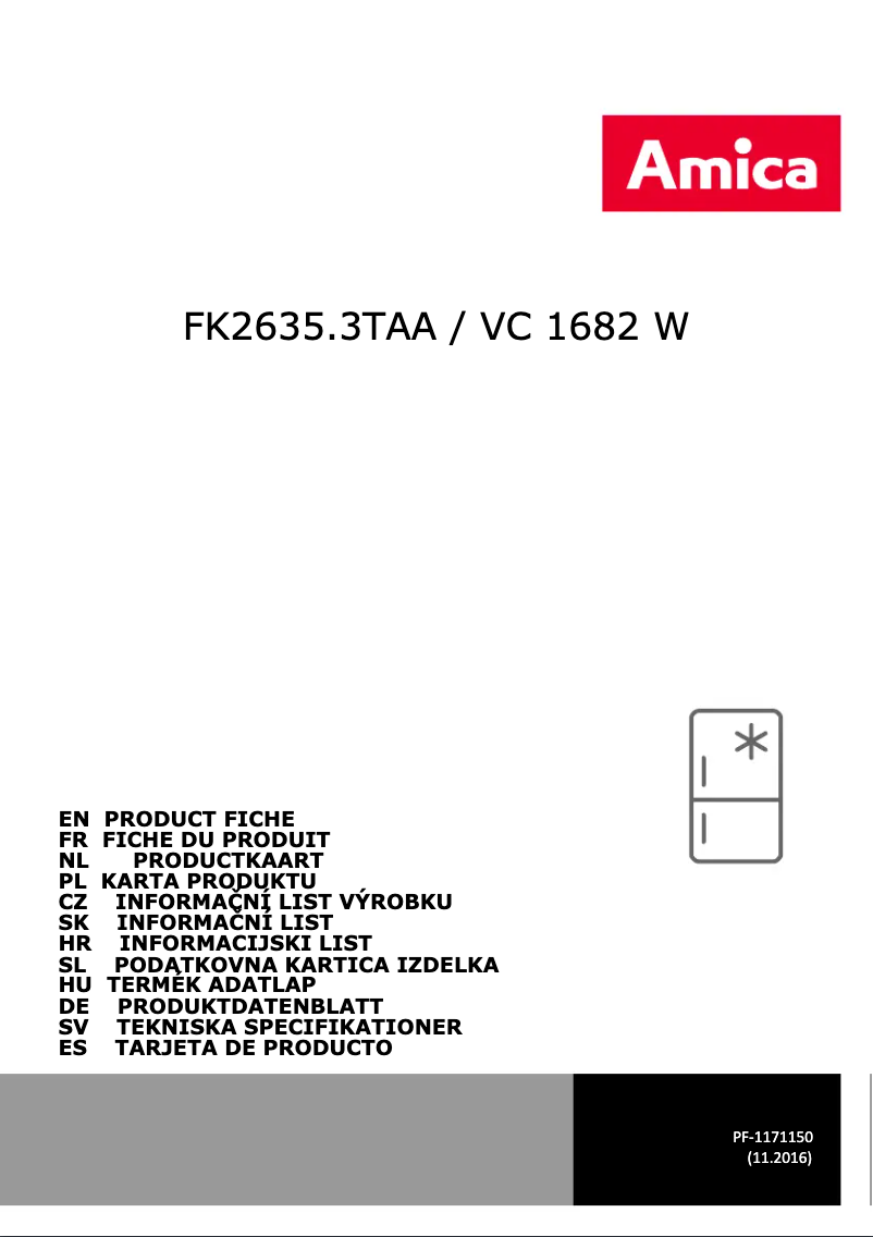 Page 1 de la notice Manuel utilisateur Amica FK2635.3TAA