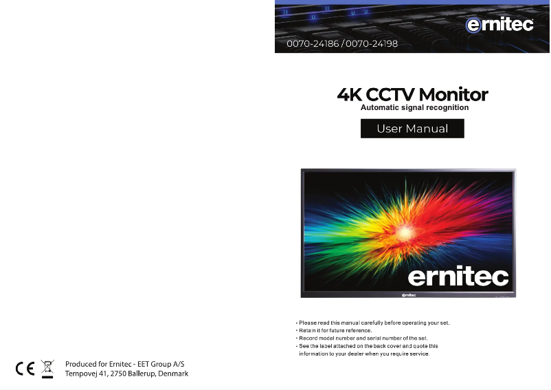 Page 1 de la notice Manuel utilisateur Ernitec 0070-24186