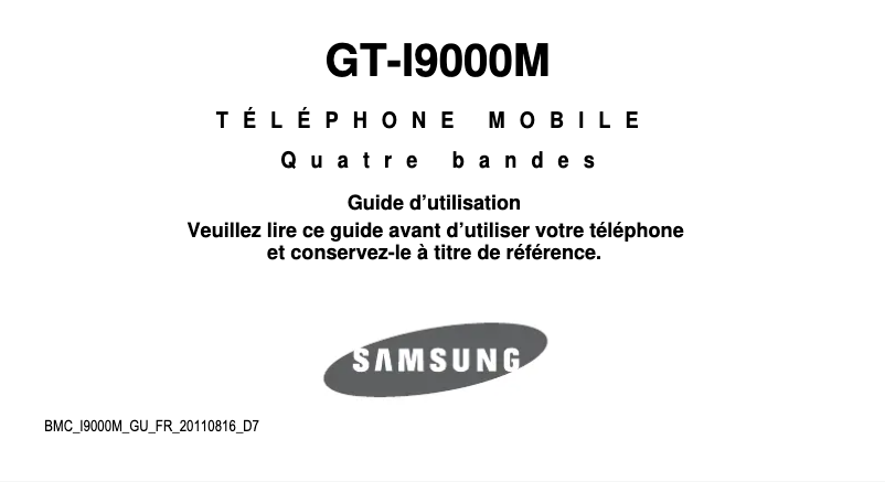 Page 1 de la notice Manuel utilisateur Samsung Galaxy S Vibrant
