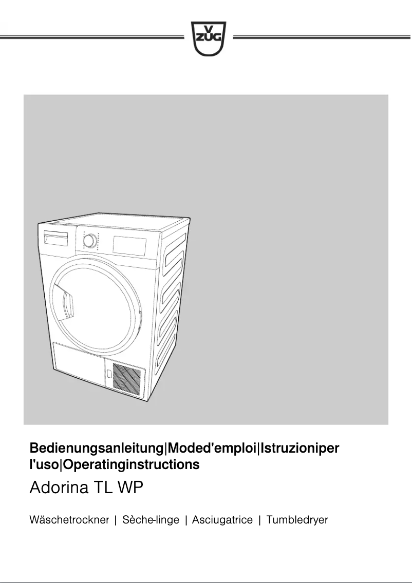 Página 1 del manual Manual de usuario V-Zug WTANTLWPl