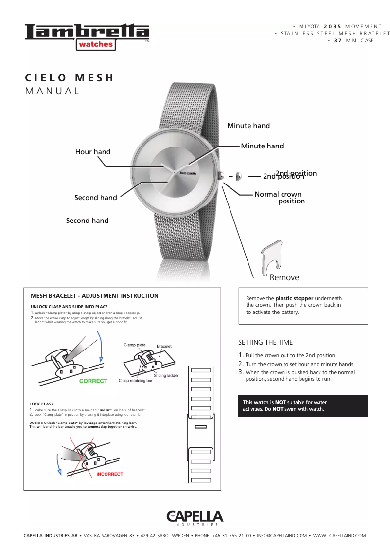 Page 1 of the manual User Manual Lambretta Cielo Mesh