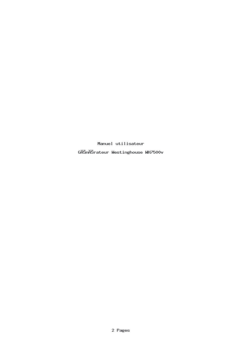 Page 1 de la notice Manuel utilisateur Westinghouse WH7500v