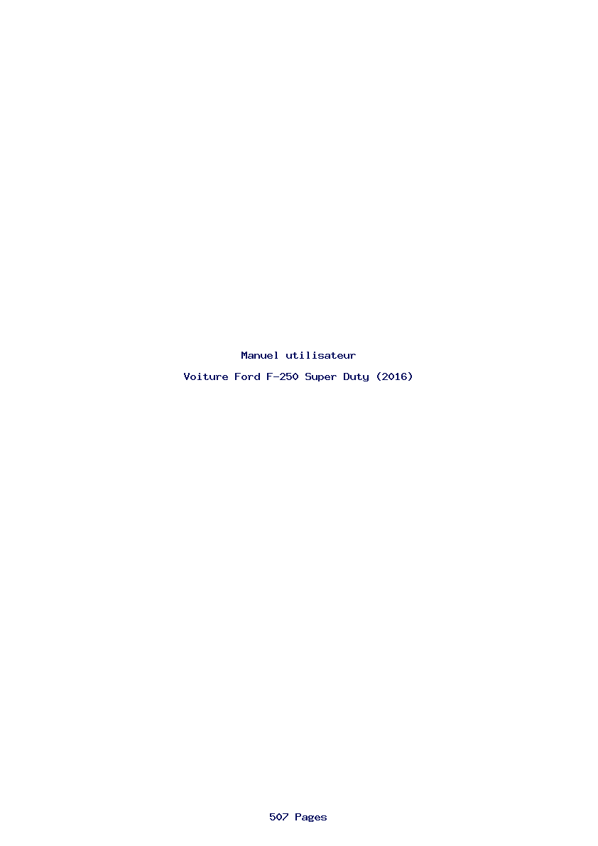 Page 1 de la notice Manuel utilisateur Ford F-250 Super Duty (2016)