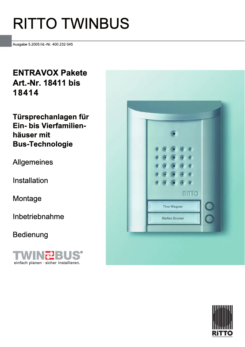 Page 1 de la notice Manuel utilisateur Ritto 1841320