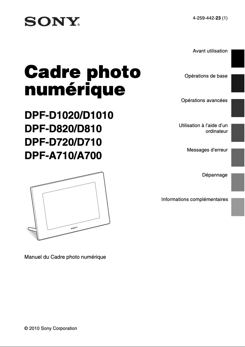 Page n°1 - Manuel utilisateur Sony DPF-D710