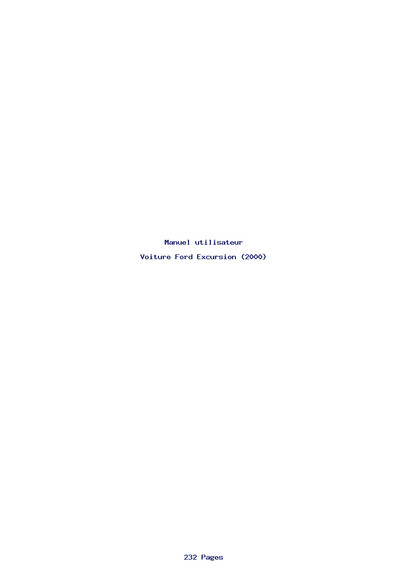 Page 1 de la notice Manuel utilisateur Ford Excursion (2000)