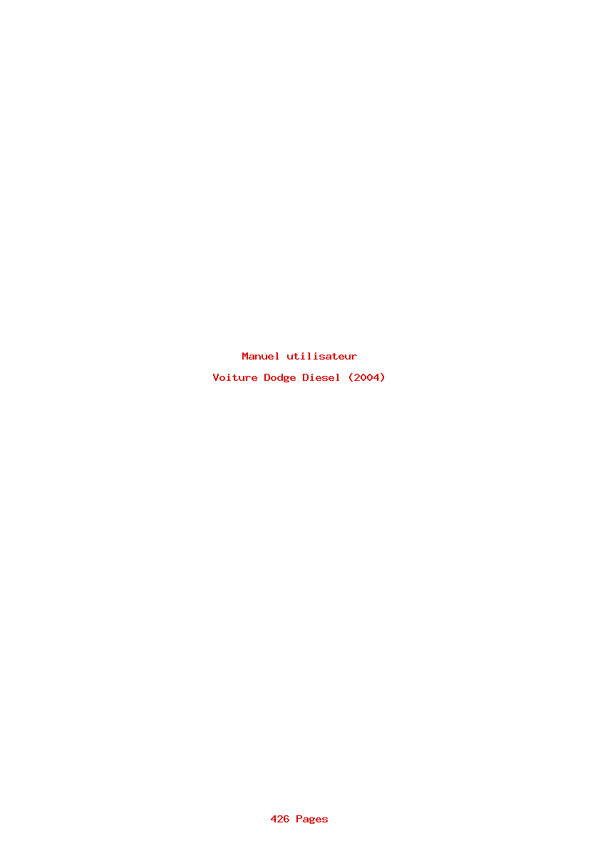 Page 1 de la notice Manuel utilisateur Dodge Diesel (2004)
