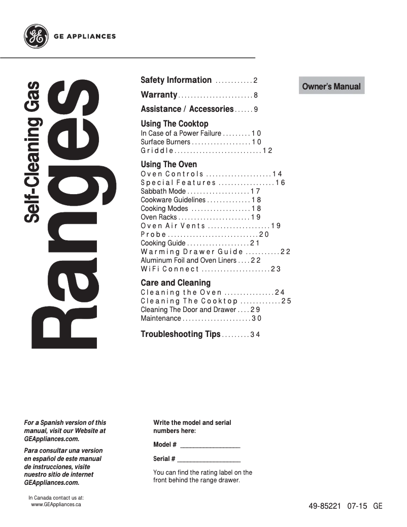 Page 1 de la notice Manuel utilisateur GE Profile PGB911BEJTS