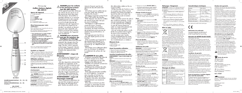 Page 1 de la notice Manuel utilisateur SilverCrest SDL 300 B1