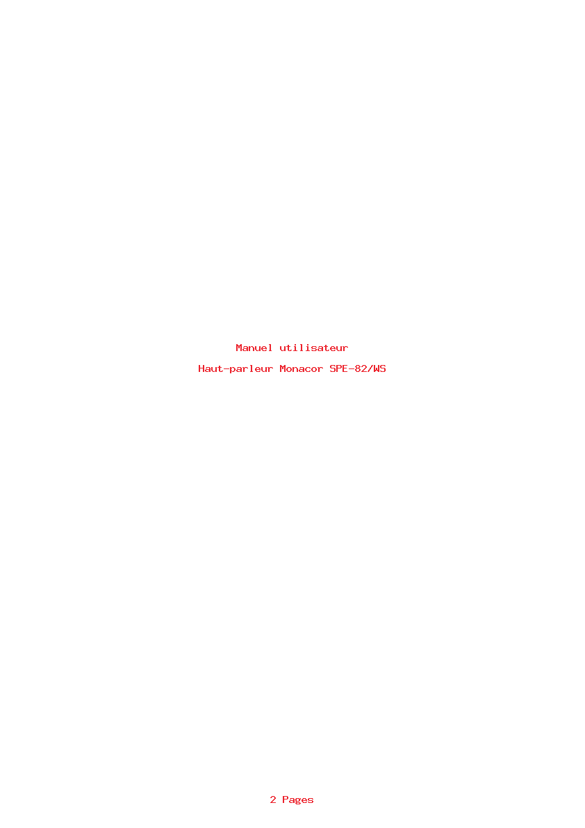 Page 1 de la notice Manuel utilisateur Monacor SPE-82/WS