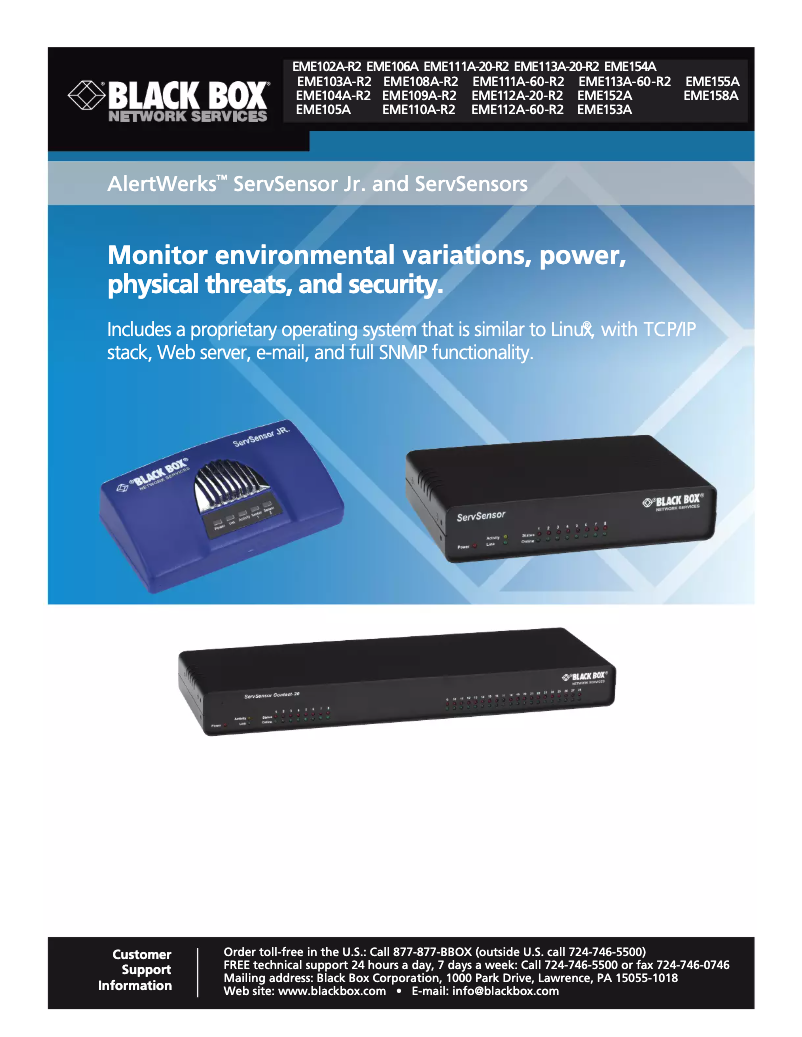 Page 1 of the manual User Manual Black Box AlertWerks EME152A