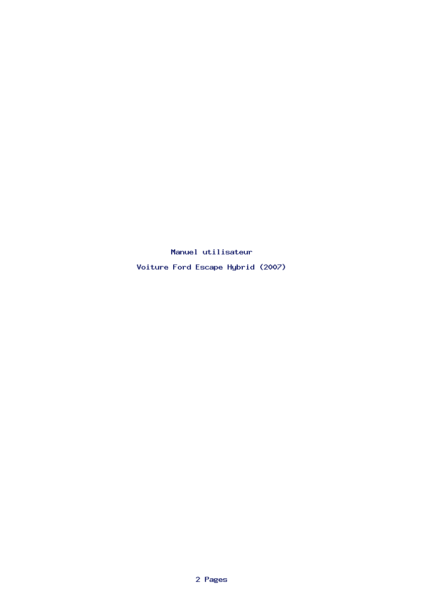 Page 1 de la notice Manuel utilisateur Ford Escape Hybrid (2007)