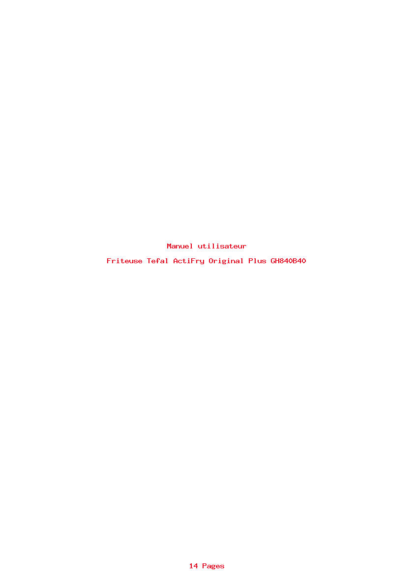 Page 1 de la notice Manuel utilisateur Tefal ActiFry Original Plus GH840B40