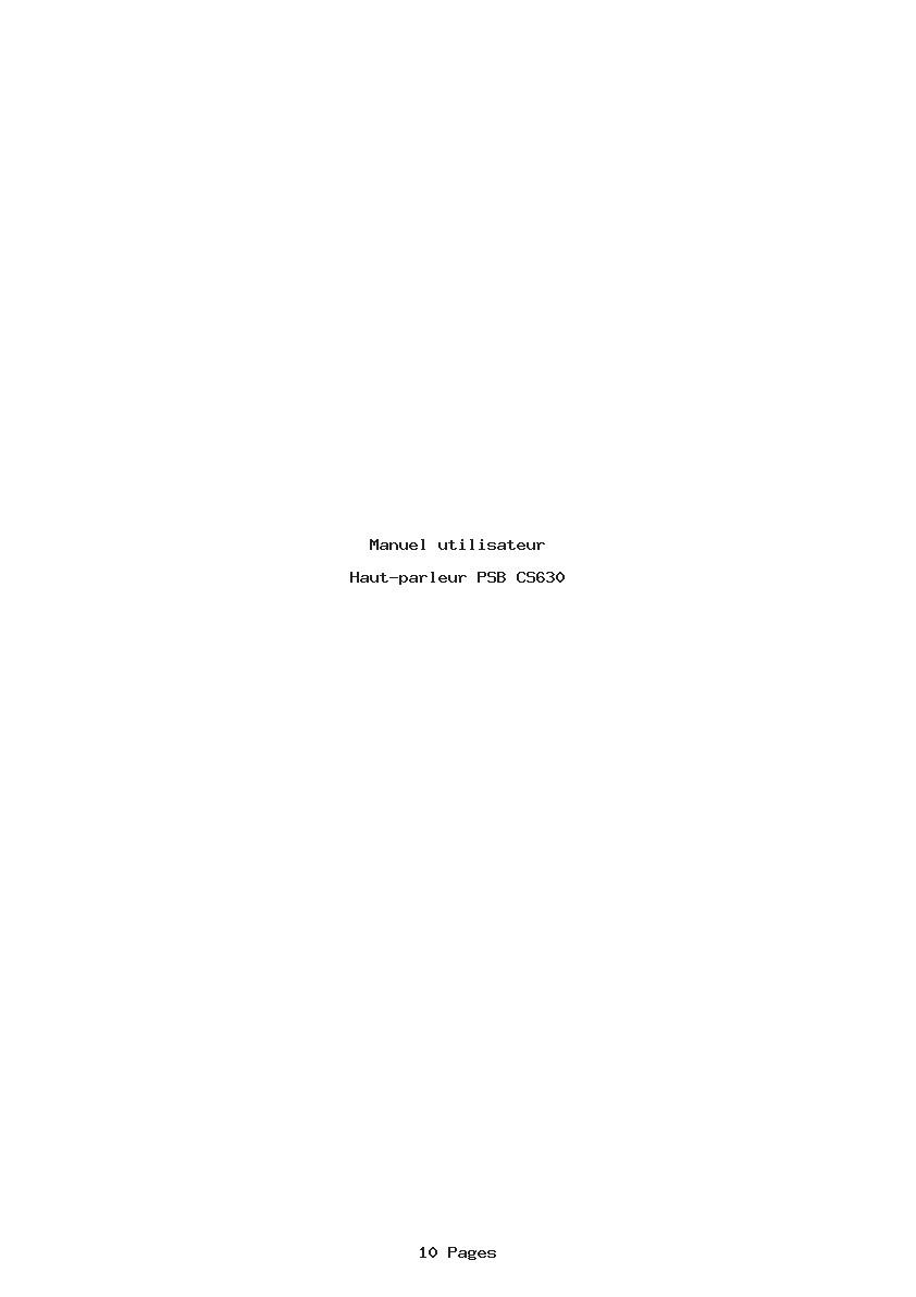 Page 1 de la notice Manuel utilisateur PSB CS630