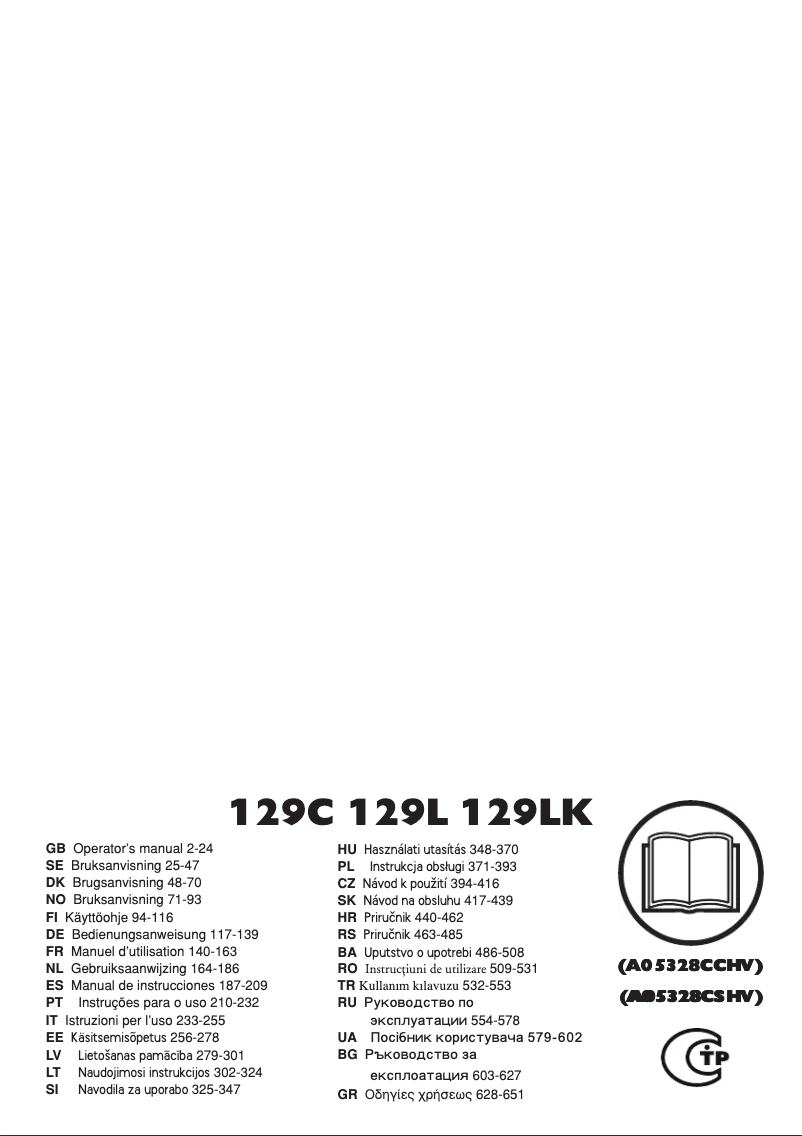 Page 1 of the manual User Manual Husqvarna 129LK