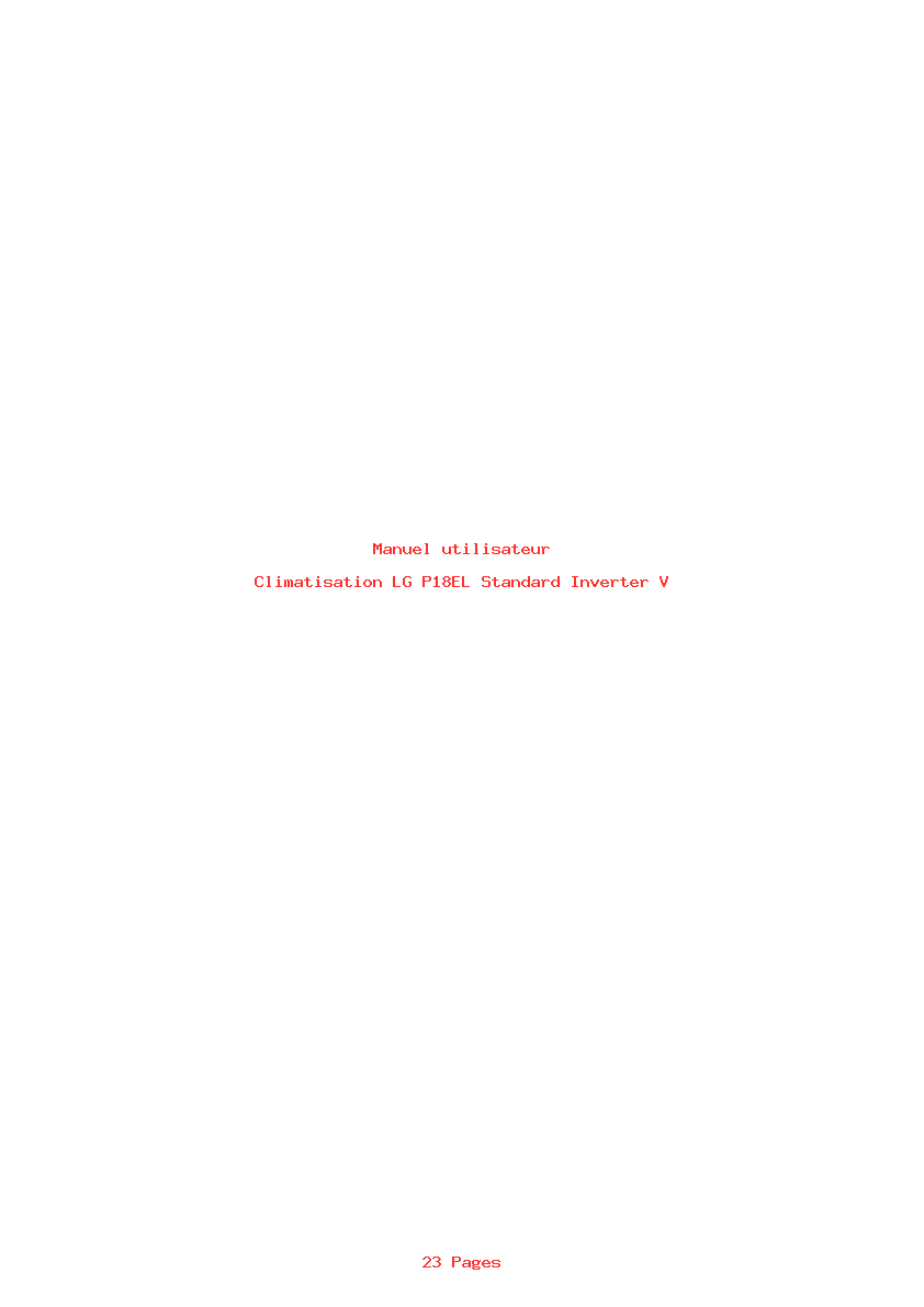Page 1 de la notice Manuel utilisateur LG P18EL Standard Inverter V